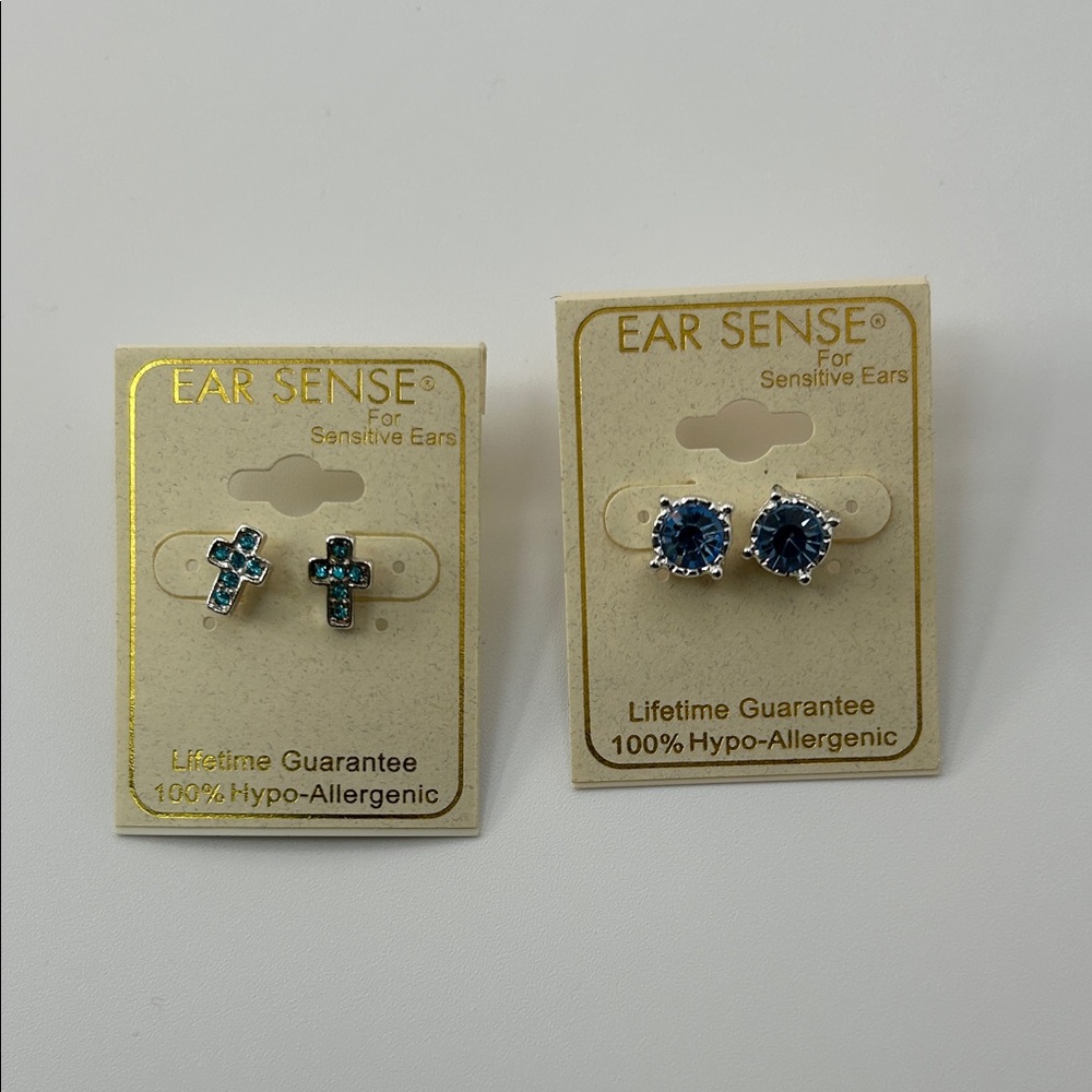 Fashion Jewelry Blue and Silver Earrings Set